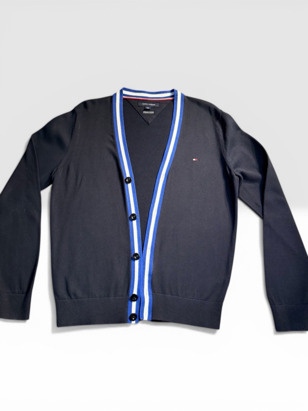 Tommy Hilfiger Navy Cardigan with Blue and White Trim